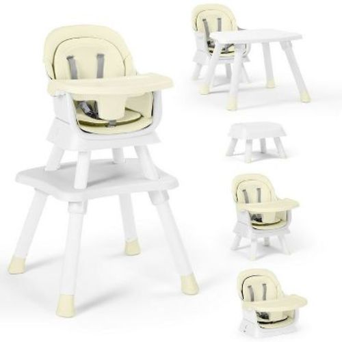 Kinder King 8 in 1 Baby High Chair, Coverts to Dining Booster Seat, Removable Tray & Double Seat Cover, Easy to Wipe