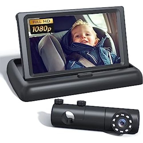 Grownsy Baby Car Camera, HD 1080P Display Baby Car Mirror with Night Vision Feature, 4.4inch Baby Car Monitor with Wide Clear View, Baby Car Seat Mirror Camera Rear Facing to Observe Baby's Every Move