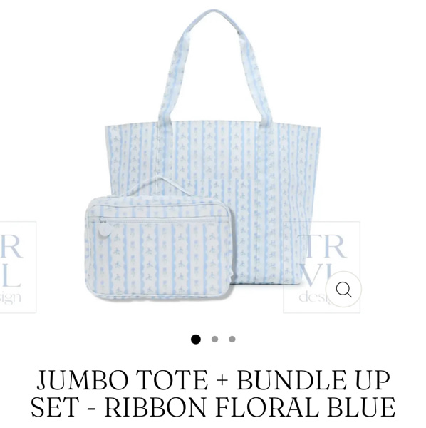 Jumbo Tote + Bundle Up Set - Ribbon Floral Blue