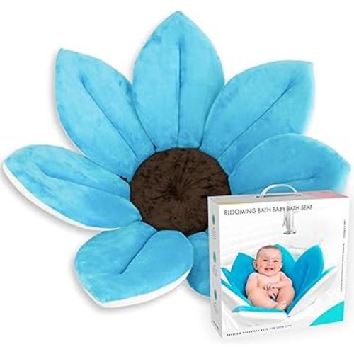 Blooming Bath Baby Bath Seat - Baby Tubs for Newborn Infants to Toddler 0 to 6 Months and Up - Baby Essentials Must Haves - The Original Washer-Safe Flower Seat (Original, Blue)