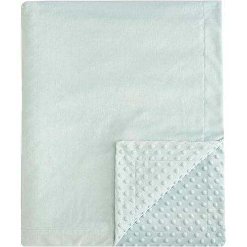 david's kids Micro Fleece Minky Baby Blanket for Boys Girls Neutral with Double Layer and Soothing Raised Dots, Breathable and Soft Lightweight Receiving Blanket for Newborns 30x40 Inches, Light Blue