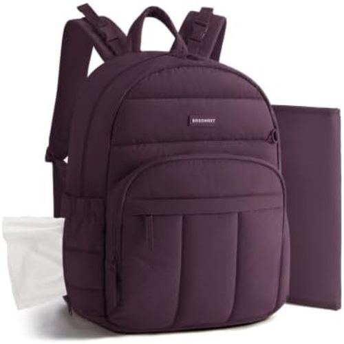 BAGSMART Baby Diaper Bag with Waterproof Pad, Purple