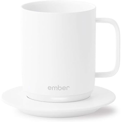 Ember Temperature Control Smart Mug, 10 Ounce, 1-hr Battery Life, White - App Controlled Heated Coffee Mug