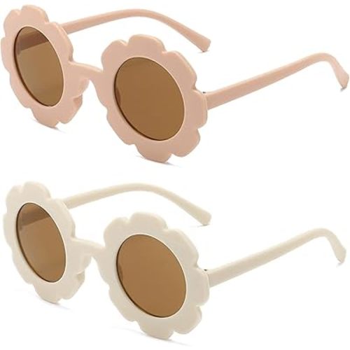 Round flower Sunglasses for Kids Girl Boys Matte Coloful Sunflower Shades Outdoors UV400 Protection Eyewear