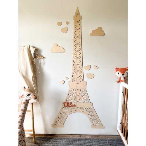 Eiffel Tower Wooden Growth Chart Baby Shower Gifts Kids Height Chart Paris Wall Art