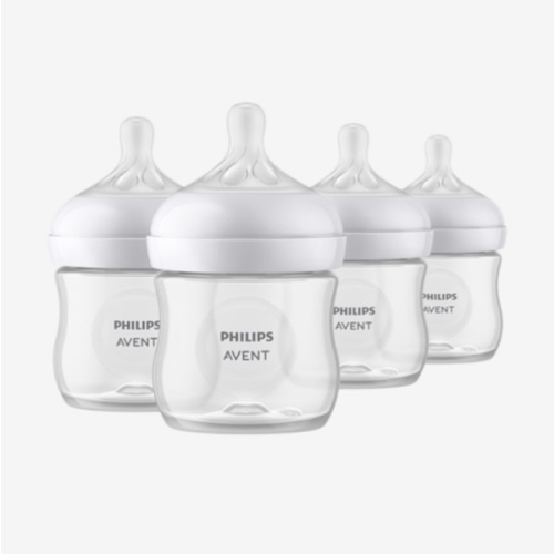 Philips Avent Natural Baby Bottles with Natural Response Nipples (Slow Flow, Flow 2), 4oz, 4-Pack, SCY900/04