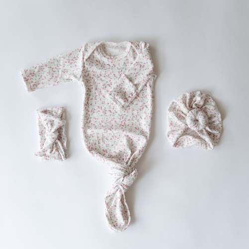 Sleeper and Headwrap Set in Petal