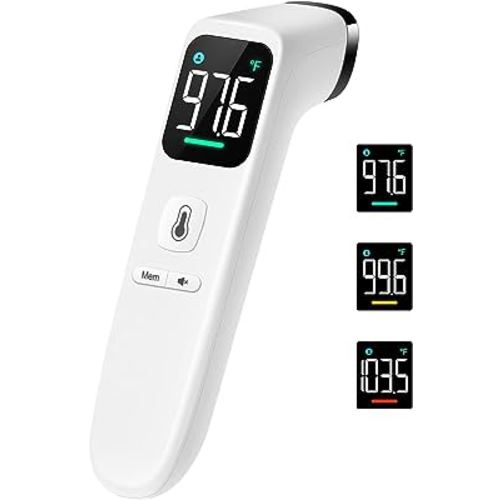 Touchless Thermometer for Adults and Kids, Fast Accurate Thermometer with Fever Alarm, 1S Reading & Silent Mode (LED-White)