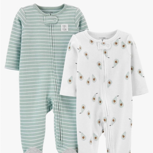 Simple Joys by Carter's Baby 2-Way Zip Thermal Footed Sleep and Play, Pack of 2