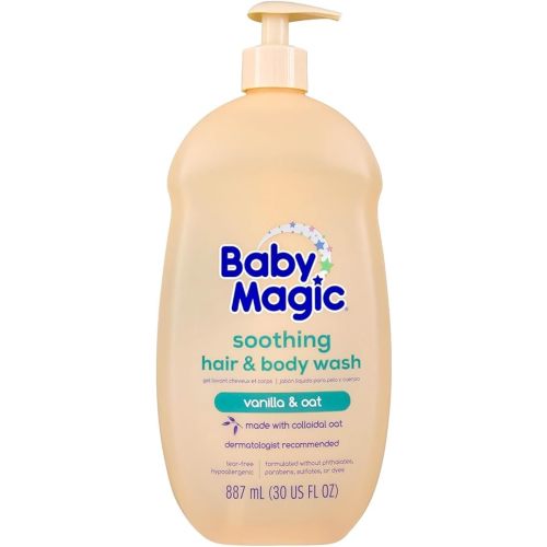 Baby Magic Soothing Hair & Body Wash, Vanilla & Oat, Soothes and Cleanses, Specially Formulated for Baby's Delicate Skin, Tear Free, Hypoallergenic, Dermatologist Recommended, 30 Fl Oz
