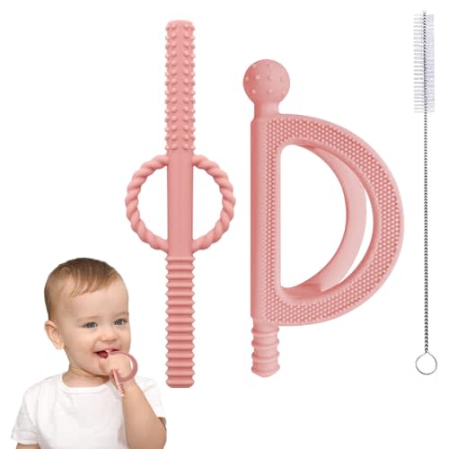 2 Packs Baby Teether Tubes Toys 6-12 Months,Food Grade Silicone Teething Relief Toys for 0-6,12,18 Months Infant,Silicone Chew Toys for Baby