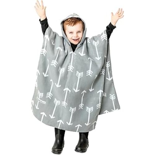 Birdy Boutique Car Seat Poncho for Kids – Safe to Use Over Seat Belts – Reversible Warm and Cozy Blanket – Easy on Easy Off and Doesn’t Impact Car Seat Performance – Gray Arrows – One Size