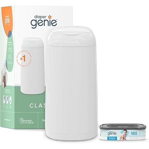 Diaper Genie Classic Pail + 1 Starter Square Refill