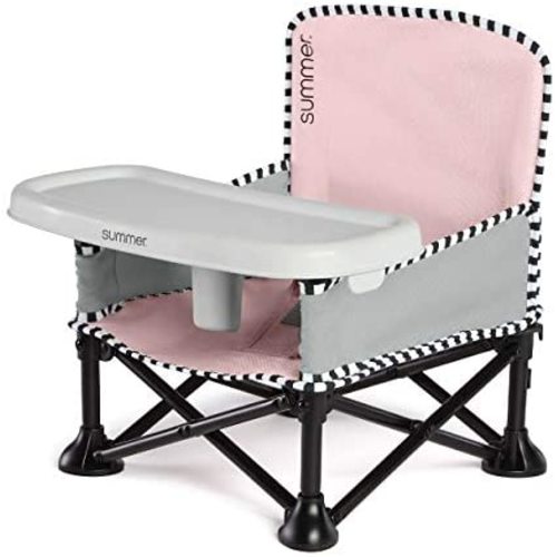 Summer Infant Pop ‘n Sit SE Booster Chair, Sweet Life Edition, Booster Seat for Indoor/Outdoor Use – Fast, Easy and Compact Fold, Bubble Gum Color