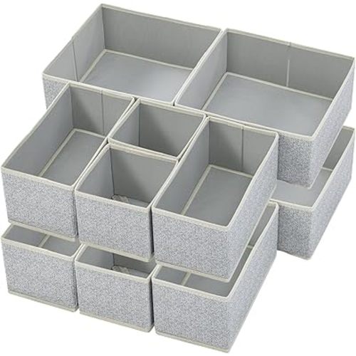 Stero 12 Pack Drawer Organizers for Clothing, Dresser Drawer Organizer Clothes, Fabric Foldable Closet Organizers and Storage Basket Bins for Clothes, Underwear, Bras, Socks (Blended)
