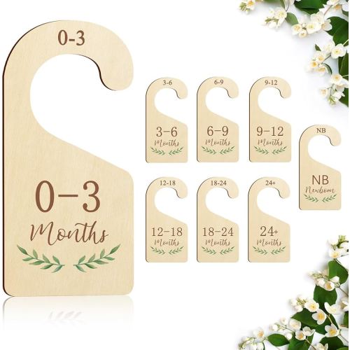 Wooden Baby Closet Dividers,Baby Clothes Dividers For Closet,Baby Closet Organizer Hangers For Nursery,Baby Hangers Size Dividers