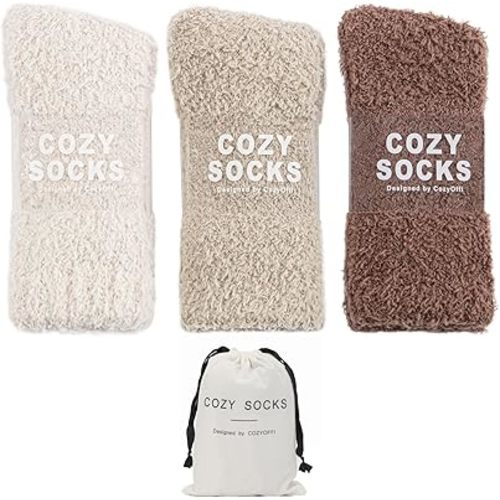 Cozy Socks for Women Gifts: 3 Pairs Luxe Cloud Fuzzy Socks for Home Sleep