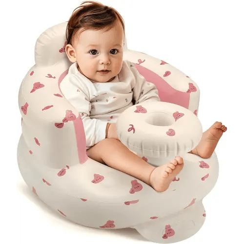 Inflatable Baby Seat for 3-36 Months, Back Support, Built-in Air Pump, Learning to Sit, Blow Up Floor Seat with Tray