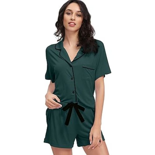 WiWi Viscose from Bamboo Soft Pajamas Set for Women Button Down Short Pajama Sets Plus Size Pjs Shorts Sleepwear S-4X