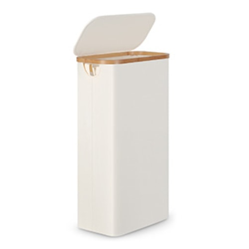 efluky Slim Laundry Hamper with Lid, Narrow Laundry Hamper with Removable Bags, Collapsible Dirty Clothes Basket with Handles for Bathroom, Bedroom & Laundry Room, 63L Beige