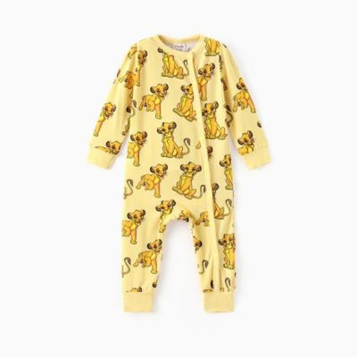 Disney Lion King Infant Baby Boy Bamboo Simba Leopard Print Cute Jumpsuit Romper (Yellow, 9-12 Months)