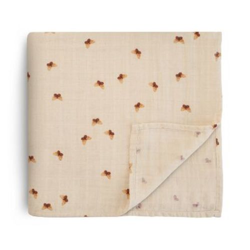 Organic Cotton Muslin Swaddle Blanket Flowers One Size