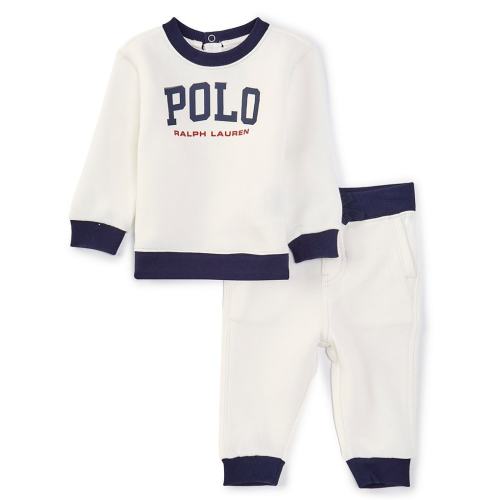 Ralph Lauren Baby Boys 3-24 Months Long Sleeve Graphic Logo Fleece Sweatshirt & Jogger Pant Set