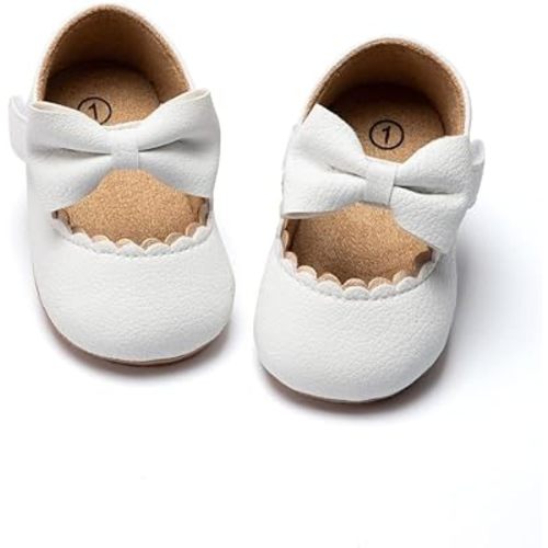 KIDSUN Infant Baby Girls Mary Jane Shoes Non-Slip Rubber Sole Ballet Slippers Princess Dress Wedding Shoes Newborn Crib Shoes First Walkers Shoes