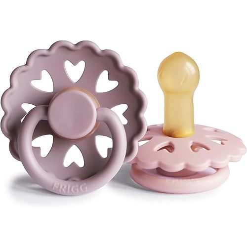 FRIGG Andersen Fairytale Natural Rubber Baby Pacifier | Made in Denmark | BPA-Free (Twilight Mauve/Primrose, 6-18 Months)