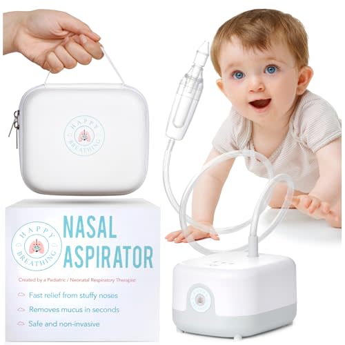 Hospital Grade Nasal Aspirator for Babies, 3 Levels of Gentle Electric Nasal Aspirator, Portable Size, Chargeable for Cordless Baby Nose Aspirator Breathing, Nose Sucker and Nasal Vacuum