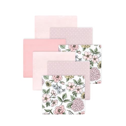 Little Treasure Hudson Baby Cotton Poly Flannel Receiving Blankets Multipack, Pink Vintage Blossom, 30x30 inches