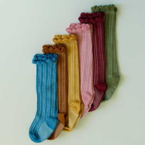 FALL 2024 Ruffle top Hand dyed knee high socks, fall colored knee high, baby socks, baby knee high socks, toddler girls knee high socks