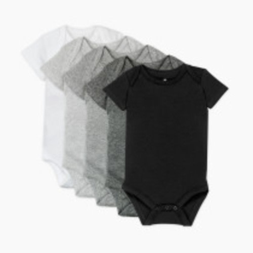 Honest Baby Clothing 5-Pack Organic Cotton Short Sleeve Bodysuits - Gray Ombre, 0-3 M, 5