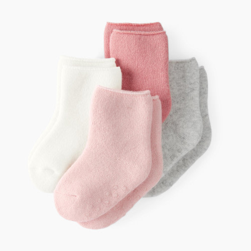 Carter's Little Planet No-Slip Socks (4 Pack) - Grey/Cream/Pink, 3-12 Months