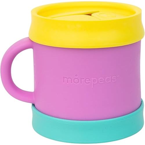morepeas The Everything Snack Cup | Steam Veggies & More | Reversible Lid & Suction Base, Snack Catcher, Dishwasher, Microwave, Freezer Safe, BPA Free