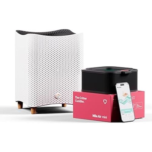 Mila Air Mini Smart Home Air Purifier with Critter Cuddler H13 HEPA & Carbon Replacement Filter, Reduces Pet Odors, Removes Dust & Pet Dander, Ideal for Large Room or Bedroom, Quiet-Mode
