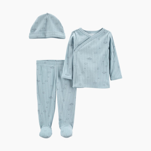 Carter's 3-Piece Side-Snap Top & Pant Set - Light Blue, 6M