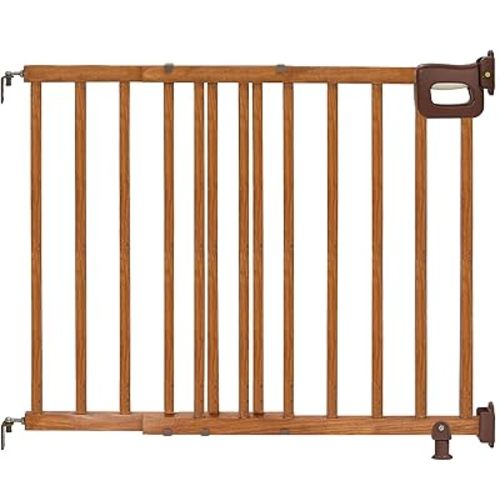 Summer Wood Banister & Stair Safety Pet and Baby Gate, 30"-48" Wide, 32" Tall, Install Banister to Banister or Wall, or Wall to Wall in Doorway or Stairway, Banister and Hardware Mounts - Cherry