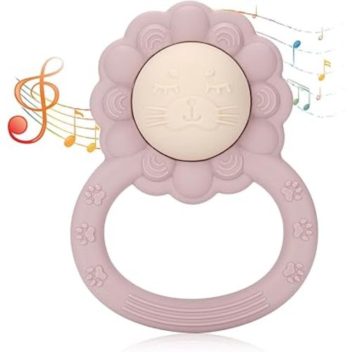 Socub Silicone Baby Shake Rattle Toy for Babies 3-6, 12, 18 Months Infants, Silicone Teething Toy with Rattle | Hand Baby Teether Toy for Babies, BPA Free(Dusty Lilac)