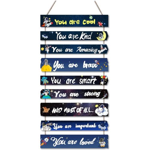 JEVUVU Outer Space Room Decor for Teen Boys Aesthetic, Cool Bedroom Wall Decor for Baby Boy, Navy Blue Kids Wall Art Signs, Fun Stuff Black Decorations for Nursery Bed Room Dorm Classroom Bathroom