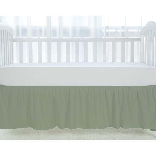 1 Piece Luxury Ruffle Crib Bed Skirt Dust Ruffle 100% Microfiber Nursery Crib Toddler Bedding Skirt for Baby Boys or Girls, 14" Drop - Sage Solid