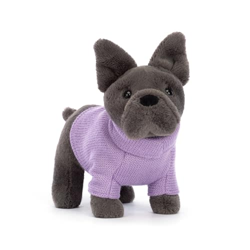 Jellycat French Bulldog Dog with Purple Sweater Stuffed Animal, 7.5 inches | Dogs & Puppies Plush Toy | Classic Children's Gift