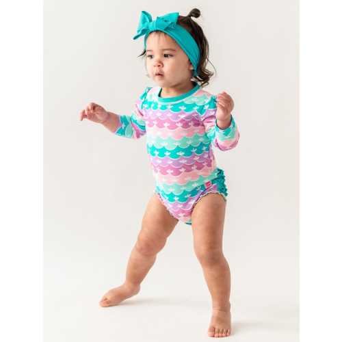 Mermaid Long Sleeve One Piece Rash Guard - 3-6m