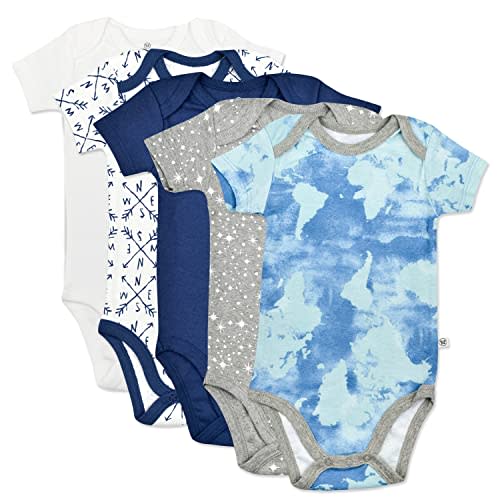 HonestBaby 5-pack Short Sleeve Bodysuits One-piece 100% Organic Cotton for Infant Baby Boys