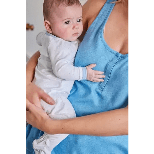 LAKE | Baby Sleeper in French Blue Pindot
