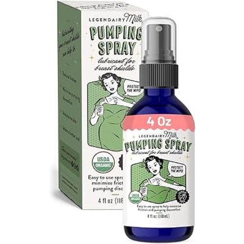 Legendairy Milk Pumping Spray 4 oz., Helps Sore Nipples & Clogged Ducts, Organic Lubricant for Breast Shields and Flanges, Vegan Breast Pump Spray, Natural & Lanolin-Free, Made in USA