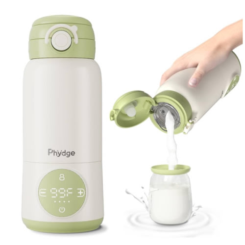 Portable Bottle Warmer for Travel, 15oz Capacity Portable Milk Warmer for Baby, Formula, Breast Milk & Water, On The Go Bottle Warmer with Long Battery Life, Even Heating, Precise Temperature Control