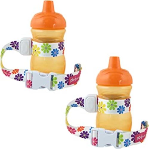 SippyPal Sippy Cup Holder Strap Leash Tether (Flower 2-Pack)
