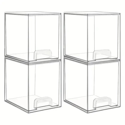 clear plastic organizer bins stackable storage drawers - Temu