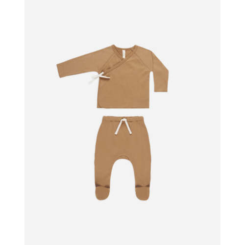 Wrap Top + Footed Pant Set || Golden